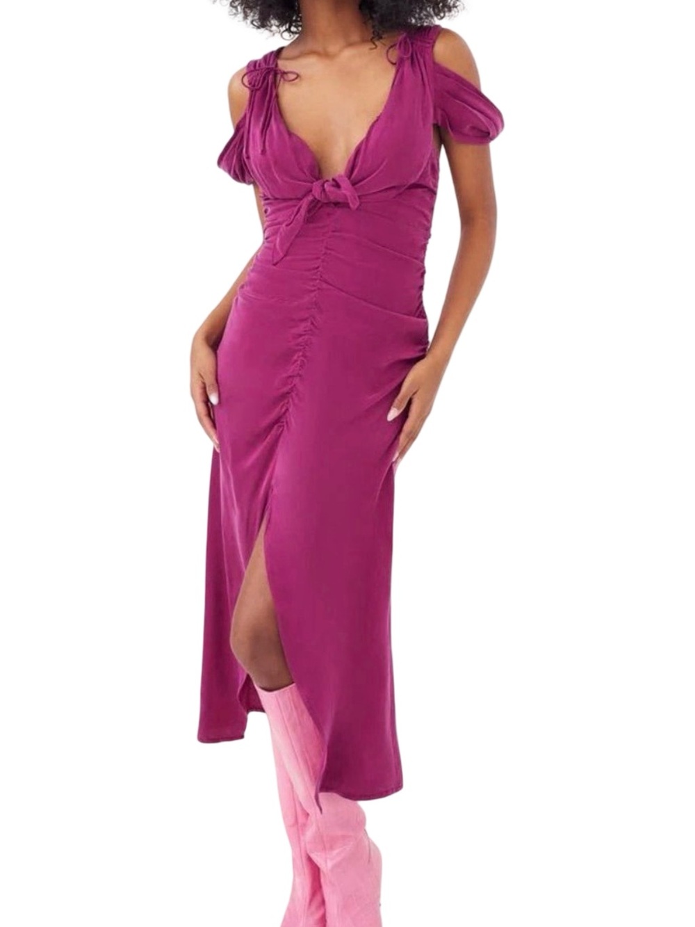 NWTs For Love & Lemons Beth Midi Dress - Fuchsia - Size Medium